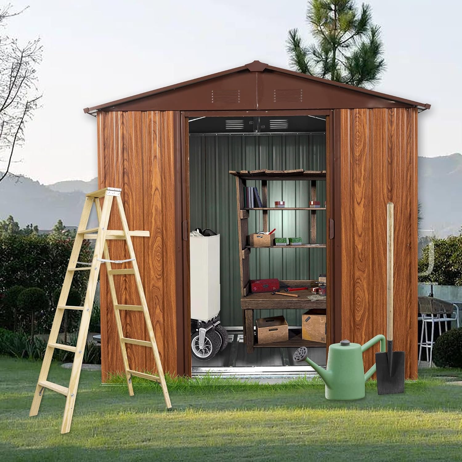 6x6FT Metal Outdoor Storage Sh - Garden Tools recension och pris