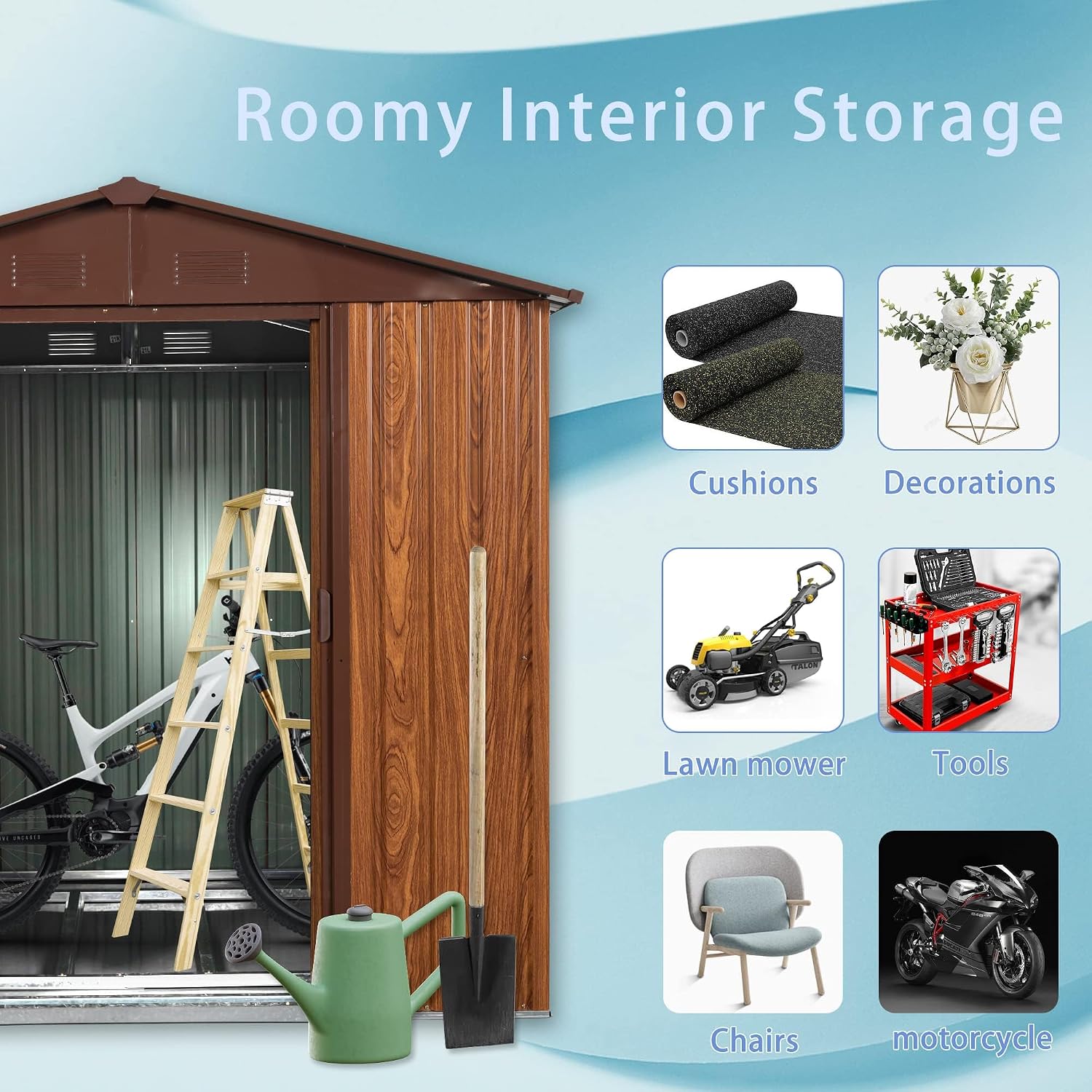 6x6FT Metal Outdoor Storage Sh - Garden Tools recension och pris